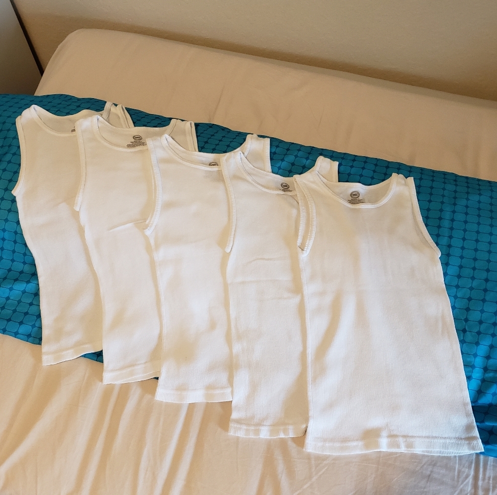White Sleeveless Shirts - Kid's
